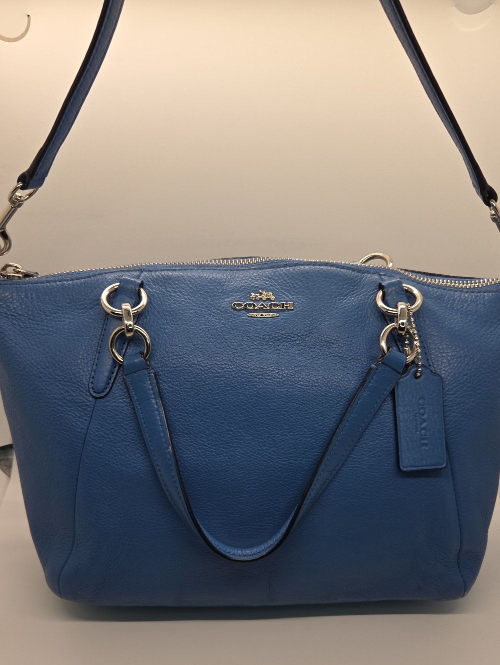 Coach Small Kelsey Cobalt Blue Pebbled Leather Shoulder Bag